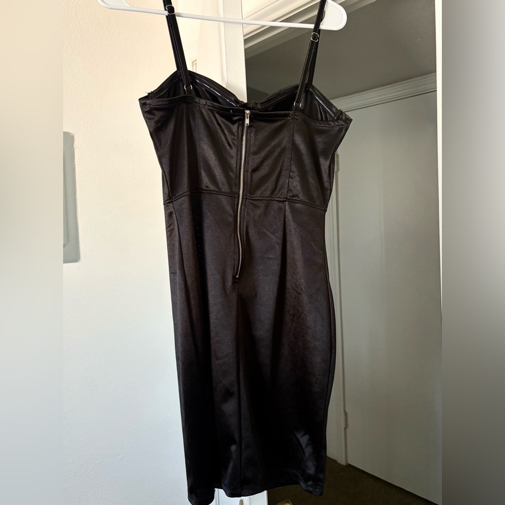 love J Black Strapless Satin Sheath Dress - Picture 3 of 5